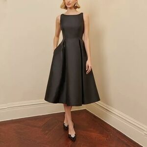 🆕️ Adrianna Papell Sleeveless Tea Length Midi Fit & Flare Cocktail Dress Black